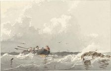 Rowing boat at sea, 1834-1872. Creator: Frans Arnold Breuhaus de Groot