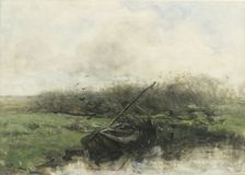 Rowing boat on a canal, 1854-1910. Creator: Willem Maris