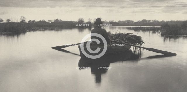 Rowing Home the Schoof-Stuff, 1886. Creators: Dr Peter Henry Emerson, Thomas Frederick Goodall.