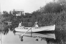 Rowing in the moat of the citadel, Landskrona, Sweden 1915. Creator: Unknown