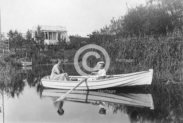 Rowing in the moat of the citadel, Landskrona, Sweden 1915. Artist: Unknown