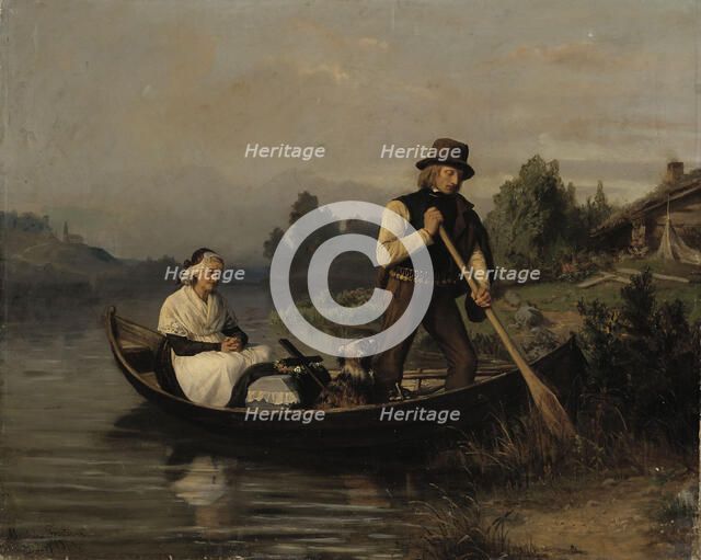 Rowing to the Graveyard, 1861. Creator: Alexandra Frosterus-Saltin.