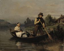 Rowing to the Graveyard, 1861. Creator: Alexandra Frosterus-Saltin