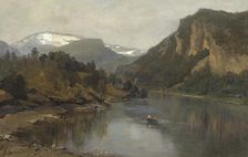 Rowing trip on the fjord, 1870s. Creator: Josefina Holmlund