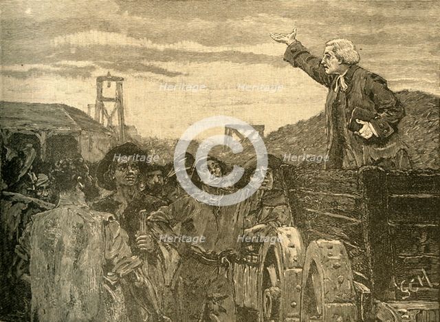 Rowland Hill preaching to the colliers of Kingswood, Bristol, c1772 (c1890). Creator: Unknown.