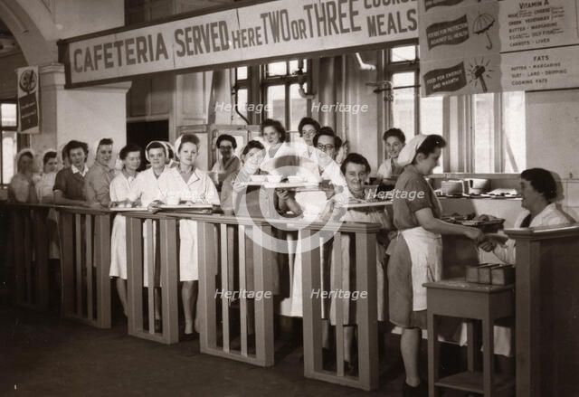 Rowntree cafeteria service, 1946. Artist: Unknown