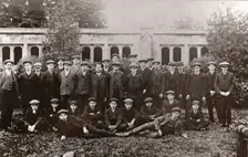 Rowntree boys on an outing pose in Bishopthorpe Palace Gardens, York, Yorkshire,1909
