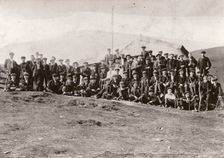 Rowntree boys outside the half-way house whilst climbing Skiddaw, Cumbria,1909