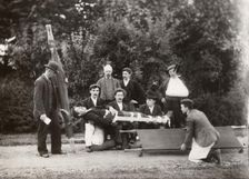 Rowntree employees practice first aid, 1910