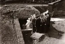 Rowntree employees queue to get into an Air Raid Shelter, York, Yorkshire, 1939