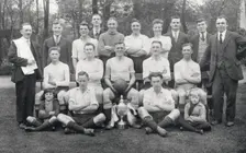 Rowntree football team pose with cup, 1929