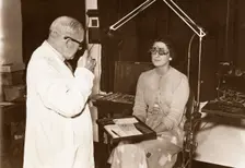 Rowntree optician at work, York, Yorkshire, 1956