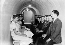 Rowntree staff in an air raid shelter, York, Yorkshire, 1939