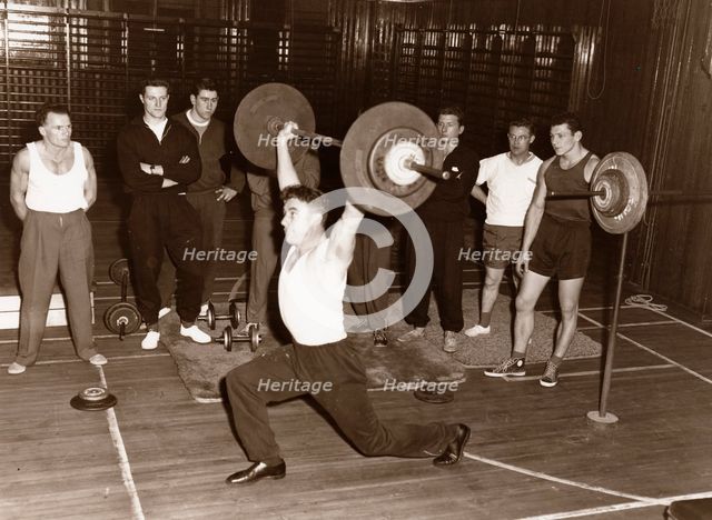 Rowntree staff weight-lifting club,  York, Yorkshire, 1960. Artist: Unknown