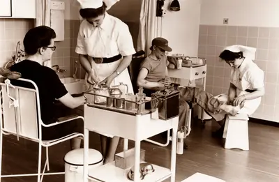 Thumbnail image of Rowntree surgery, Rowntree Factory, York, Yorkshire, 1965. Artist: Unknown