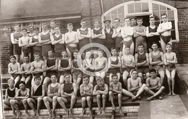 Rowntree’s Boys Life Saving Society,  Yearsley Baths, York, Yorkshire,1911. Artist: Unknown