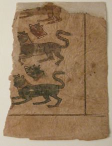 Rows of Animals Alternating with Cut-off Heads, Folio from a Manuscript, 11th-12th century. Creator: Unknown
