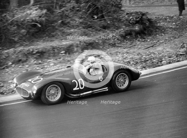Roy Salvadori driving a 1953 Maserati at Brands Hatch, Kent, 1954. Artist: Unknown