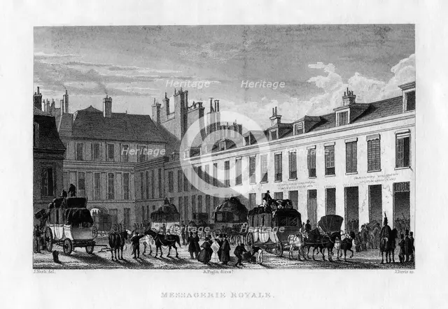 Royal courier service, Paris, France, 1829.Artist: J Davis