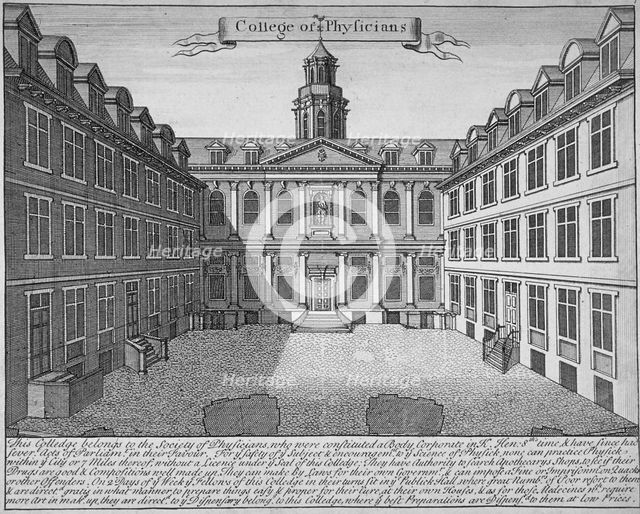Royal College of Physicians, City of London, 1700. Artist: Anon