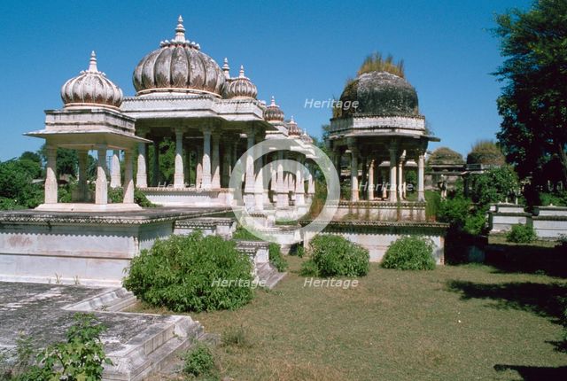 Royal cenotaphs, Ahar, Udaipur, Rajasthan, India.  Creator: Vivienne Sharp.