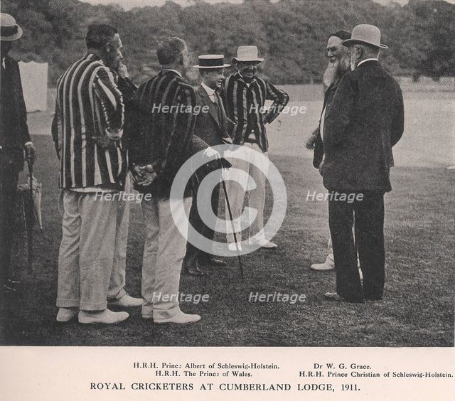 Royal cricketers at Cumberland Lodge, Windsor Great Park, Berkshire, 1911 (1912). Artist: Ernest Brook