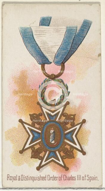 Royal and Distinguished Order of Charles III of Spain, from the World's Decorations series..., 1890. Creator: Allen & Ginter.