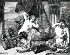 Royal Academy Exhibition - No. 16 - "Samson Betrayed", painted by F. R. Pickersgill, A.R.A., 1850. Creator: George Dalziel