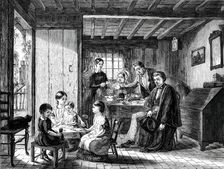 Royal Academy Exhibition - No. 597 - "Contentment", painted by A. Rankley, 1850. Creator: Smith & Cheltnam