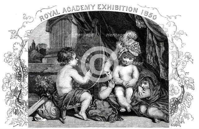 Royal Academy Exhibition - "The Infant Academy", Sir Joshua Reynolds, 1850. Creator: Unknown.