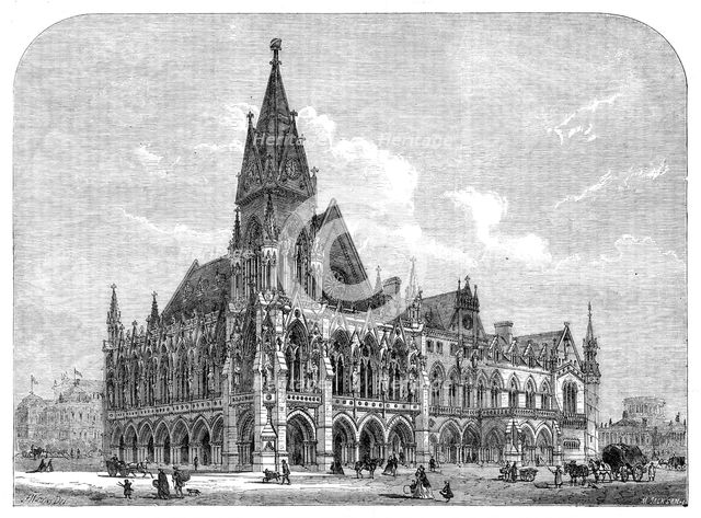 Royal Academy Prize Drawing: "A Provincial Townhall and Market-place", by...Watson, 1864.  Creator: Mason Jackson.