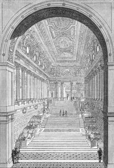 Royal Academy Prize Drawing: "Staircase of a Royal Palace", by Mr. Richard Phene Spiers, 1864. Creator: Unknown
