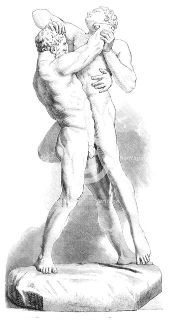 Royal Academy Prize for Sculpture; Hercules and Antaeus, by T. Brock, 1870.  Creator: Unknown.