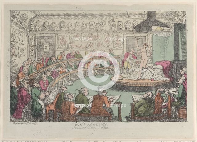Royal Academy, Somerset House, London, 1801-11., 1801-11. Creator: Thomas Rowlandson.