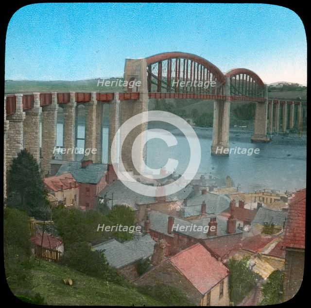 Royal Albert Bridge, Saltash, Cornwall, late 19th or early 20th century. Artist: Church Army Lantern Department