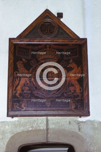 Royal arms of King Edward VI, St Mary's Church, Westerham, Kent, 20th century. Artist: CM Dixon.