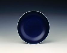 Royal blue glazed dish, Qing dynasty, Qianlong, China, 1736-1795. Creator: Unknown