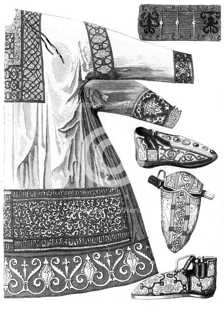 Royal garments of Charlemagne (742-814), 15th century (1849).Artist: A Bisson
