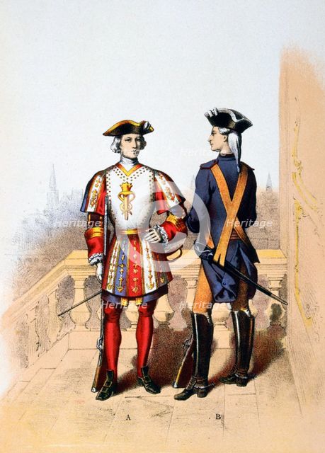 Royal guard to the king, and cavalier, 18th century (1887). Artist: A Lemercier