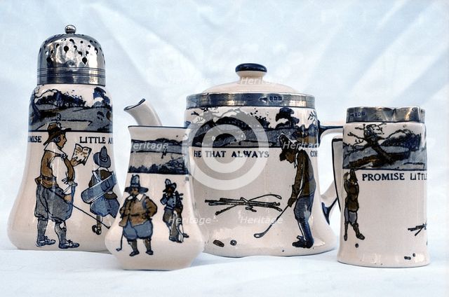 Royal Doulton tableware with illustrations from"The Rules of Golf", c1909-c1930. Creator: Unknown.