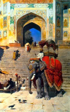 Royal Elephant at the Gateway to the Jami Masjid, Mathura 19th or early 20th century. Artist: Edwin Lord Weeks