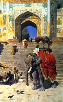Royal Elephant at the Gateway to the Jami Masjid, Mathura 19th or early 20th century. Artist: Edwin Lord Weeks