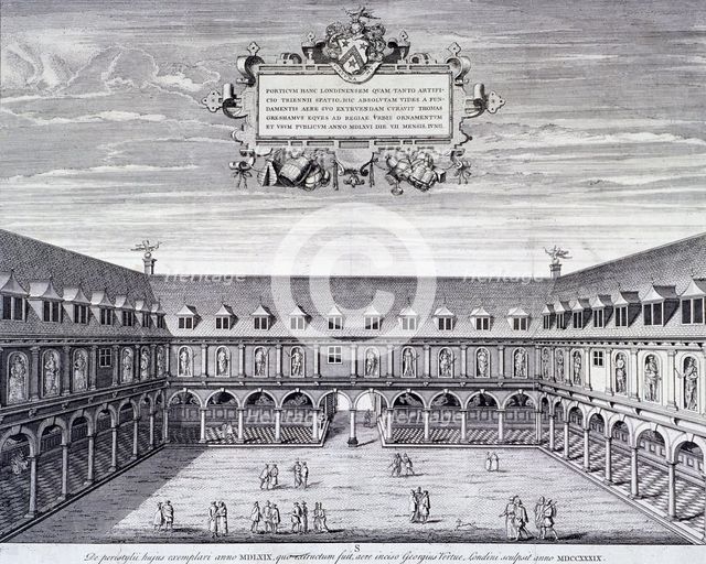 Royal Exchange (1st) interior, London, c1660. Artist: Wenceslaus Hollar