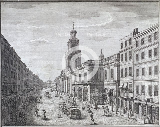 Royal Exchange (2nd) exterior, London, 1741. Artist: John Maurer