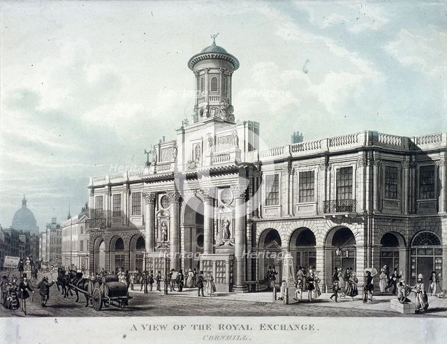 Royal Exchange (2nd) exterior, London, 1836. Artist: Anon
