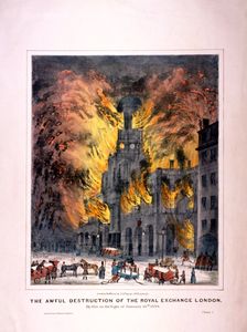 Royal Exchange (2nd) fire, London, 1838. Artist: Anon