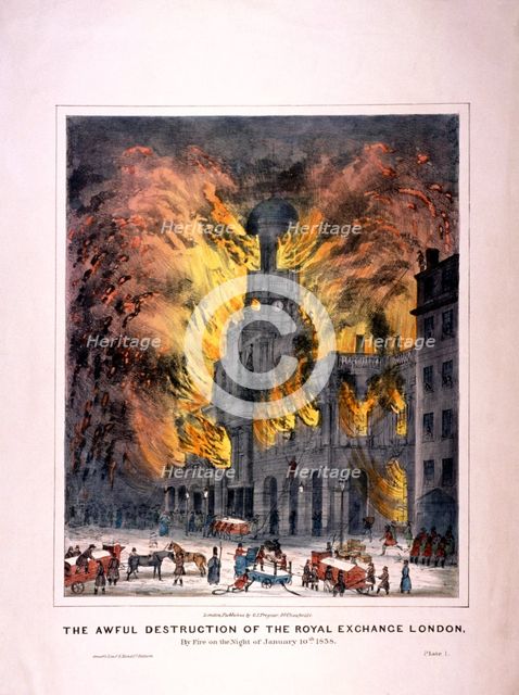 Royal Exchange (2nd) fire, London, 1838. Artist: Anon
