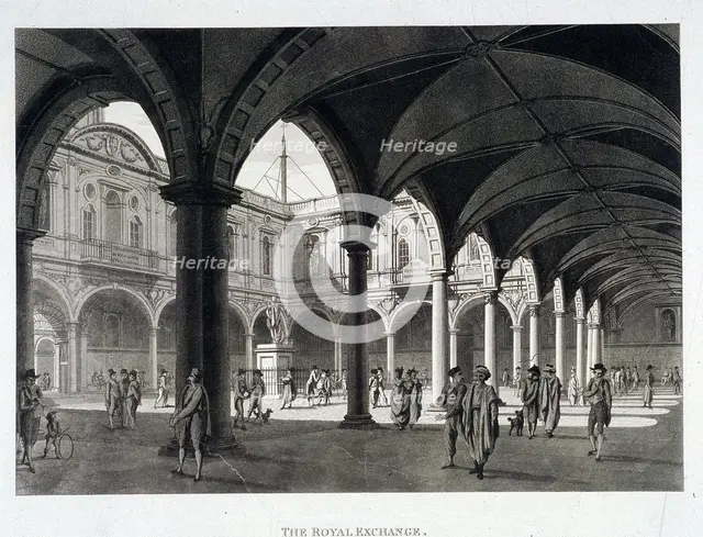 Royal Exchange (2nd) interior, London, 1798. Artist: Anon