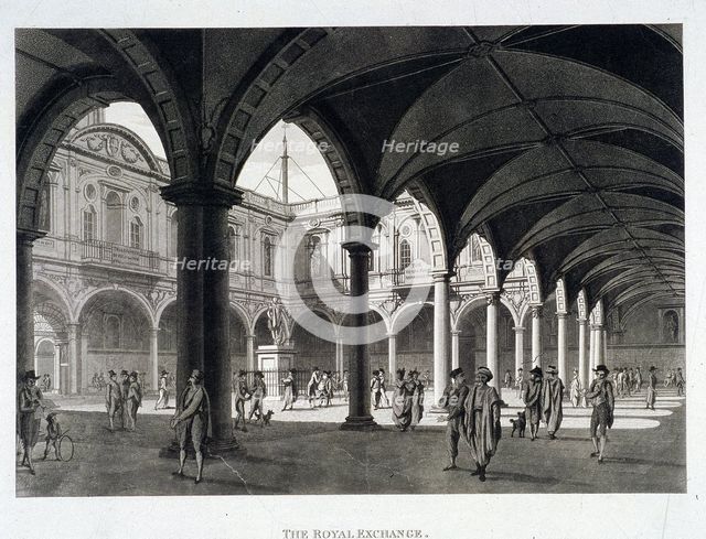 Royal Exchange (2nd) interior, London, 1798. Artist: Anon