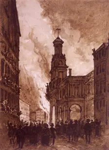 Royal Exchange Fire, London, 1838. Artist: Anon